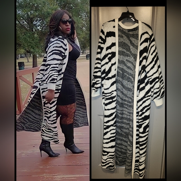 Fashion to Figure Sweaters - Fashion to Figure Zebra Print Cardigan